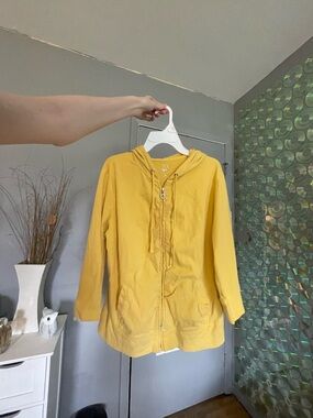 Yellow Hooded Zip-Up